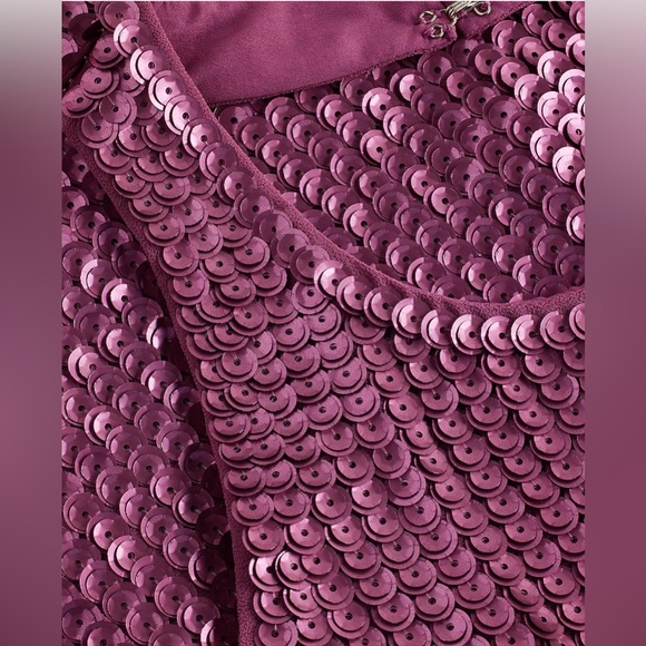 PRICE FIRM Mardis Gras Purple Matte Sequin Backless Halter Mini Dress LG - Picture 3 of 6